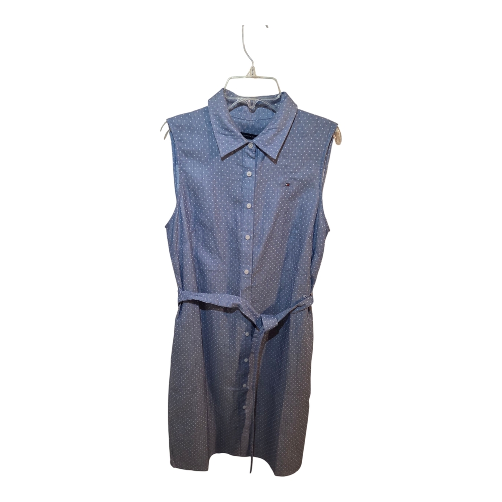 Tommy Hilfiger Small Dot Shirt Dress Sleeveless Dutch Blue COTTON Size 6